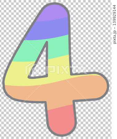 Colorful pride rainbow alphabet number four Colorful pride rainbow alphabet number four 139929144