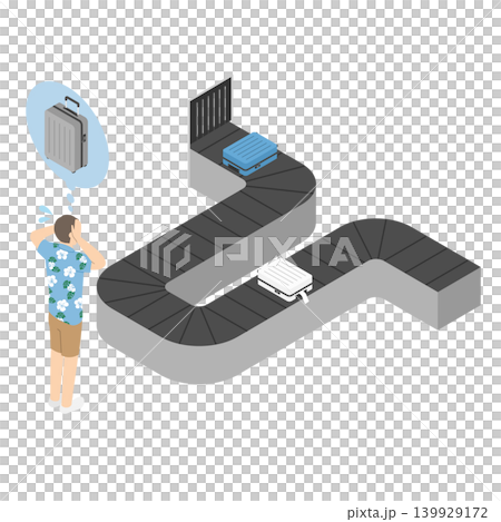 A man in distress due to lost luggage - isometric A man in distress due to lost luggage - isometric 139929172