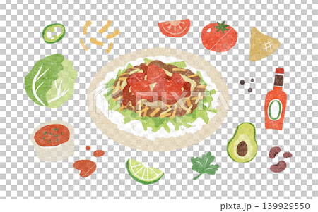 Taco rice and ingredients Taco rice and ingredients 139929550