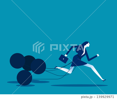Debt pressure.The businessman was surrounded by iron pendulums. Debt pressure.The businessman was surrounded by iron pendulums. 139929971