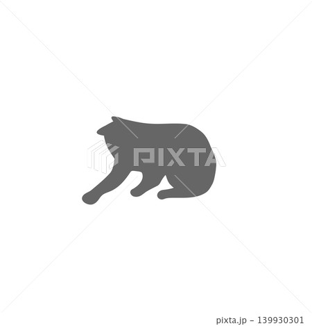 座ってリラックスする猫のシルエットイラスト・シンプル・汎用性の高い動物素材 座ってリラックスする猫のシルエットイラスト・シンプル・汎用性の高い動物素材 139930301