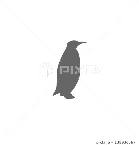 ペンギンのシルエットイラスト・シンプルで可愛い白背景素材 139930367