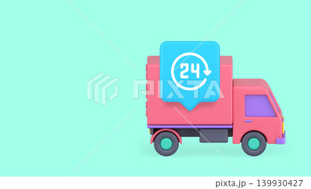24 Hour Express Delivery Service Truck 3d Banner Template Vector Illustration. 139930427