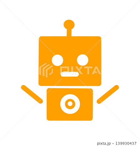 かわいいオレンジ色のロボットのイラスト・シンプル・ピクトグラム・キャラクター かわいいオレンジ色のロボットのイラスト・シンプル・ピクトグラム・キャラクター 139930437