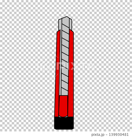 Illustration of a utility knife placed vertically, red, transparent background icon for stationery and craft supplies. Illustration of a utility knife placed vertically, red, transparent background icon for stationery and craft supplies. 139930481
