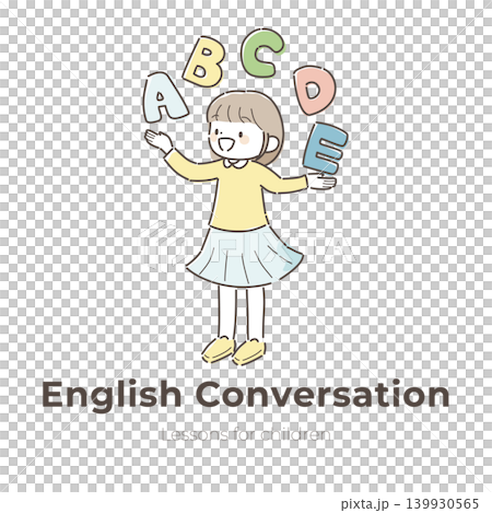 一幅女孩學習英文的插畫（兒童課外活動） 139930565