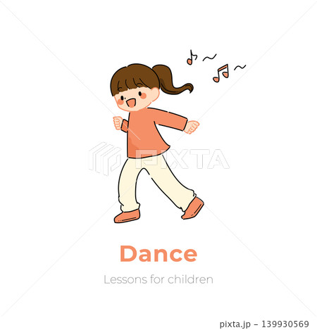 ダンスを踊る女の子のイラスト（子どもの習い事 / ポップカラー） 139930569