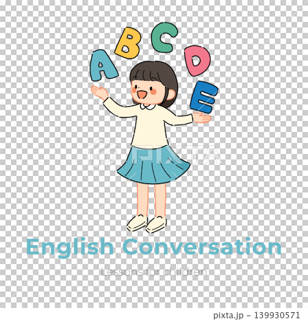 一幅女孩學習英語的插畫(兒童課外活動/流行色彩) 一幅女孩學習英語的插畫(兒童課外活動/流行色彩) 139930571