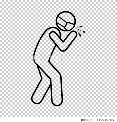Line icon of a person coughing Line icon of a person coughing 139930785