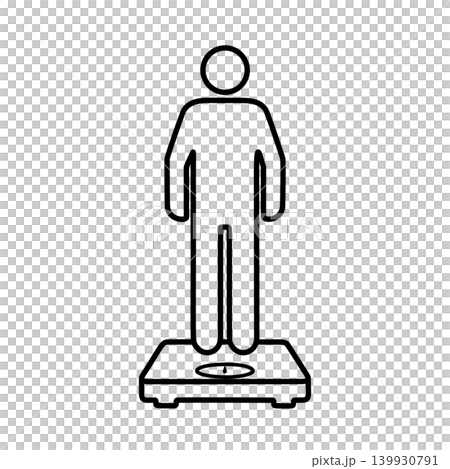 体重をはかる人物のラインアイコン 139930791