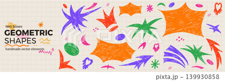 Bang stars with crowns in geometric shapes for childish print and kid card. Circles, arrows, hearts and asterisks as hand drawn elements on beige paper. Vector colorful bang star set isolated Bang stars with crowns in geometric shapes for childish print and kid card. Circles, arrows, hearts and asterisks as hand drawn elements on beige paper. Vector colorful bang star set isolated 139930858