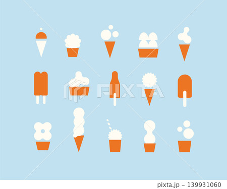 Sweet ice cream modern icons set blue 139931060