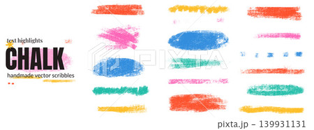 Kid emphasis highlight and text underline in bold crayon strokes. Colorful brush pencil line shapes on white for preschool. Playful vector kid elements with emphasis and nursery charm set isolated Kid emphasis highlight and text underline in bold crayon strokes. Colorful brush pencil line shapes on white for preschool. Playful vector kid elements with emphasis and nursery charm set isolated 139931131