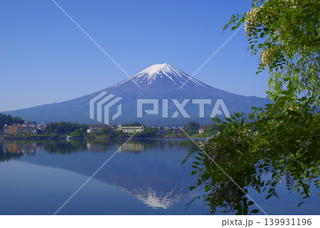 河口湖越しに眺める雄大な富士山 河口湖越しに眺める雄大な富士山 139931196