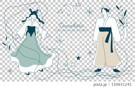 織姫と彦星のラインアートフレーム 織姫と彦星のラインアートフレーム 139931245