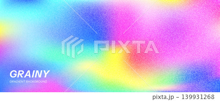 Pastel gradient grain with rainbow paint for summer party invitation. Cheerful gradient color wash with soft grain texture in fun tones. Vector dreamy background by playful aurora promo presentation 139931268
