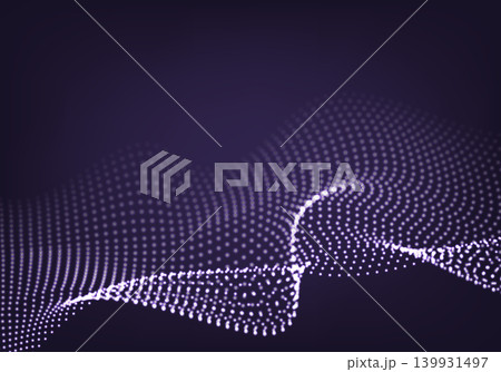 Dotted wave mesh on dark abstract technology background 139931497