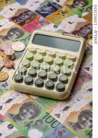Australia, Australian dollar paper money and coins, financing exchange. Australian currency Australia, Australian dollar paper money and coins, financing exchange. Australian currency 139931650