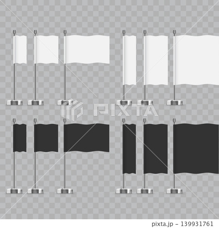 Set of Blank Desk Flag Mockup Set Vector Set of Blank Desk Flag Mockup Set Vector 139931761