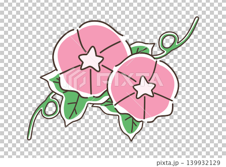 ピンクの朝顔のイラスト-落書き風1 ピンクの朝顔のイラスト-落書き風1 139932129
