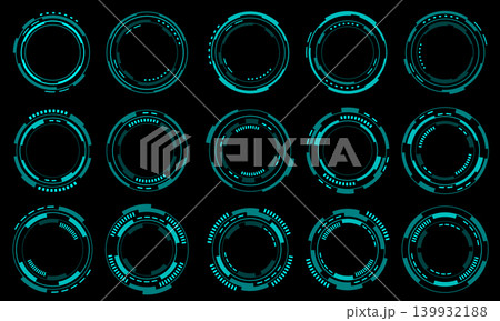 Set of sci fi blue circle user interface elements technology futuristic design modern creative on black background vector Set of sci fi blue circle user interface elements technology futuristic design modern creative on black background vector 139932188