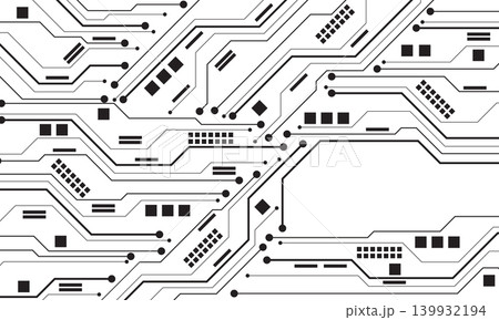 Abstract black circuit board technology connected lines electronics elements computer motherboard digital on white background vector Abstract black circuit board technology connected lines electronics elements computer motherboard digital on white background vector 139932194