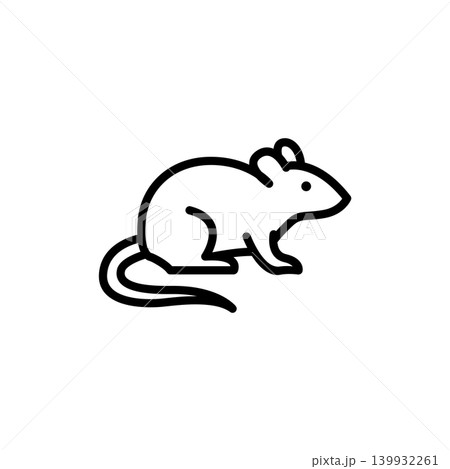 Minimalist icon of a common house mouse, a primary carrier for hantavirus. Minimalist icon of a common house mouse, a primary carrier for hantavirus. 139932261