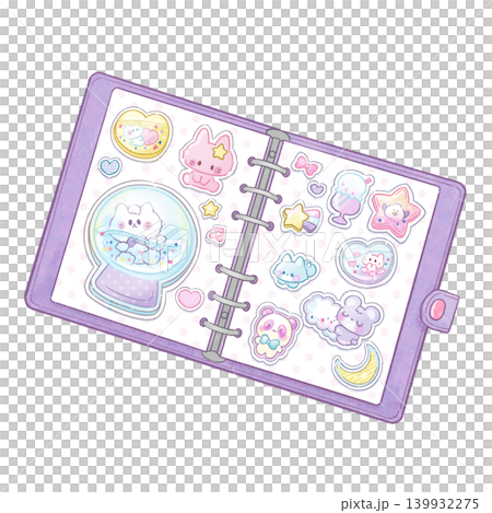 Cute pastel-colored sticker book illustrations, fancy stationery, sticker collection 139932275