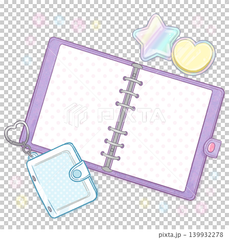 Unused cute sticker book and mini collectible book keychain illustration set frame mockup Unused cute sticker book and mini collectible book keychain illustration set frame mockup 139932278