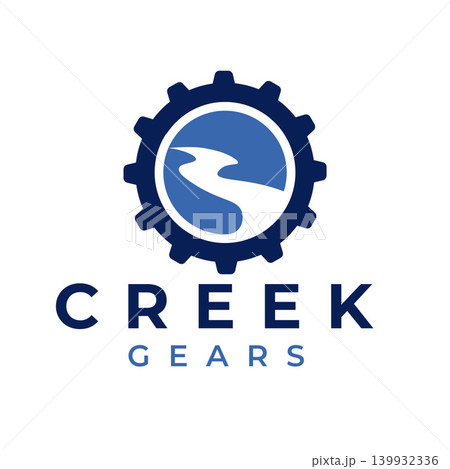 Modern Emblem Logo Featuring Gear Shape With Curved River Road Symbol In A Minimalist Industrial Style Suitable For Automotive, Engineering, Manufacturing, Tech, And Repair Brands Modern Emblem Logo Featuring Gear Shape With Curved River Road Symbol In A Minimalist Industrial Style Suitable For Automotive, Engineering, Manufacturing, Tech, And Repair Brands 139932336