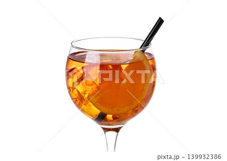 Refreshing Aperol Spritz cocktail isolated on white background Refreshing Aperol Spritz cocktail isolated on white background 139932386