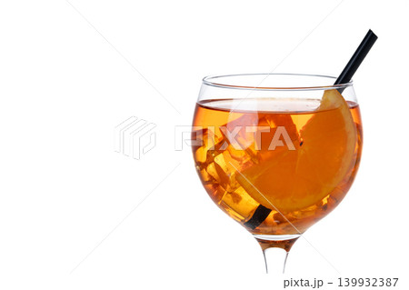 Refreshing Aperol Spritz cocktail isolated on white background Refreshing Aperol Spritz cocktail isolated on white background 139932387