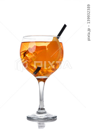 Refreshing Aperol Spritz cocktail isolated on white background Refreshing Aperol Spritz cocktail isolated on white background 139932389