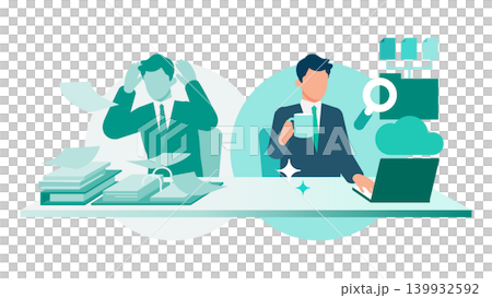 Before and after: Going from a mountain of paper documents to a paperless system through document digitization. Before and after: Going from a mountain of paper documents to a paperless system through document digitization. 139932592