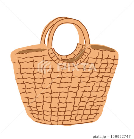 Straw summer beach tote bag vector illustration isolated on white background 139932747