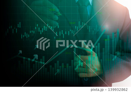 Stock market or forex trading graph and candlestick chart suitable for financial investment concept. Economy trends background for business idea and all art work design. Abstract finance background. 139932862