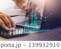 Stock market or forex trading graph and candlestick chart suitable for financial investment concept. Economy trends background for business idea and all art work design. Abstract finance background. 139932910