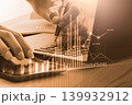 Stock market or forex trading graph and candlestick chart suitable for financial investment concept. Economy trends background for business idea and all art work design. Abstract finance background. 139932912