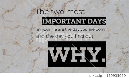 An inspirational quote is presented on a textured beige and white marble background. Creating a strong contrast and visual interest. An inspirational quote is presented on a textured beige and white marble background. Creating a strong contrast and visual interest. 139933069