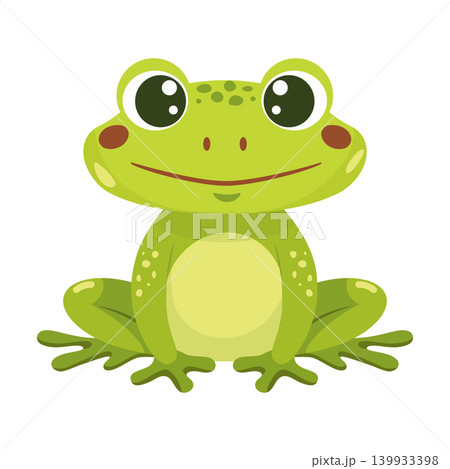 Animated frog character in bright colors suitable for educational and decorative applications Animated frog character in bright colors suitable for educational and decorative applications 139933398