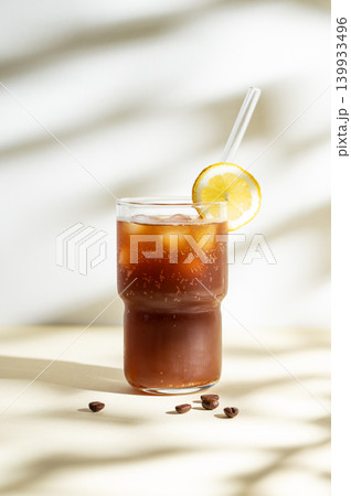 Cold Coffee Tonic Drink With Lemon and Ice Cold Coffee Tonic Drink With Lemon and Ice 139933496