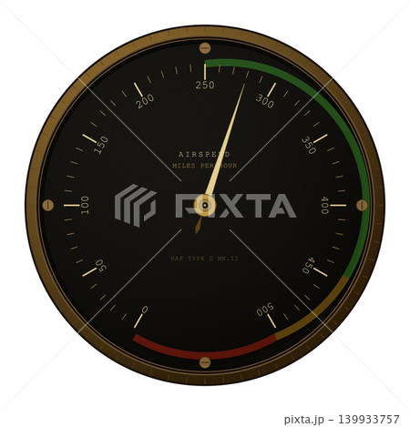 World War II aircraft airspeed indicator dial World War II aircraft airspeed indicator dial 139933757