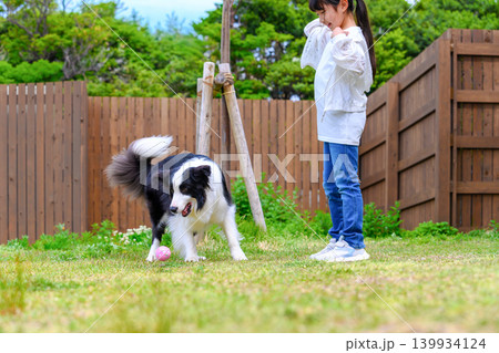 犬と遊ぶ少女 139934124