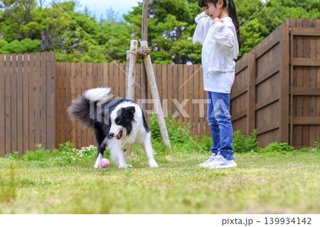 犬と遊ぶ少女 139934142
