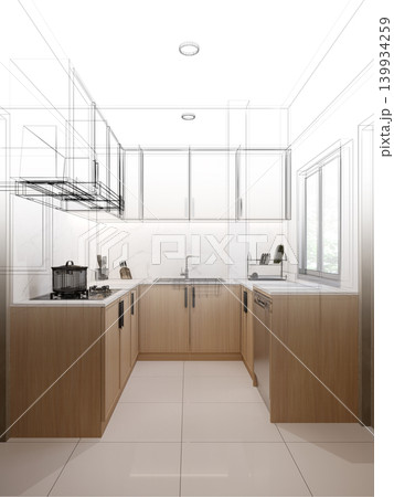 modern kitchen room interior design, 3d rendering modern kitchen room interior design, 3d rendering 139934259