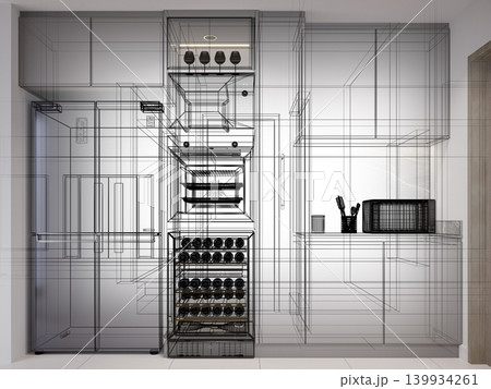 modern kitchen room interior design, 3d rendering modern kitchen room interior design, 3d rendering 139934261