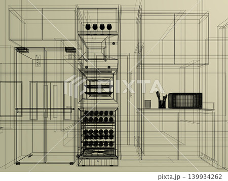 modern kitchen room  interior design, 3d rendering 139934262
