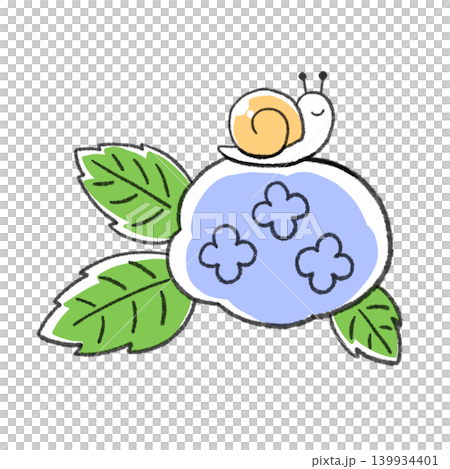 Illustration of a hydrangea with a snail on it (blue) 139934401