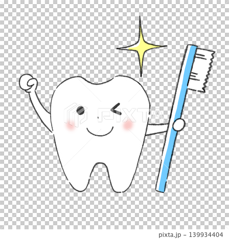牙齒握著牙刷的插圖 139934404