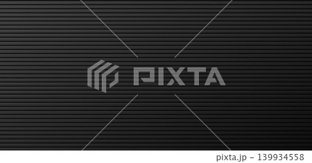 Horizontal ribbed lines background dark black gray linear texture 139934558